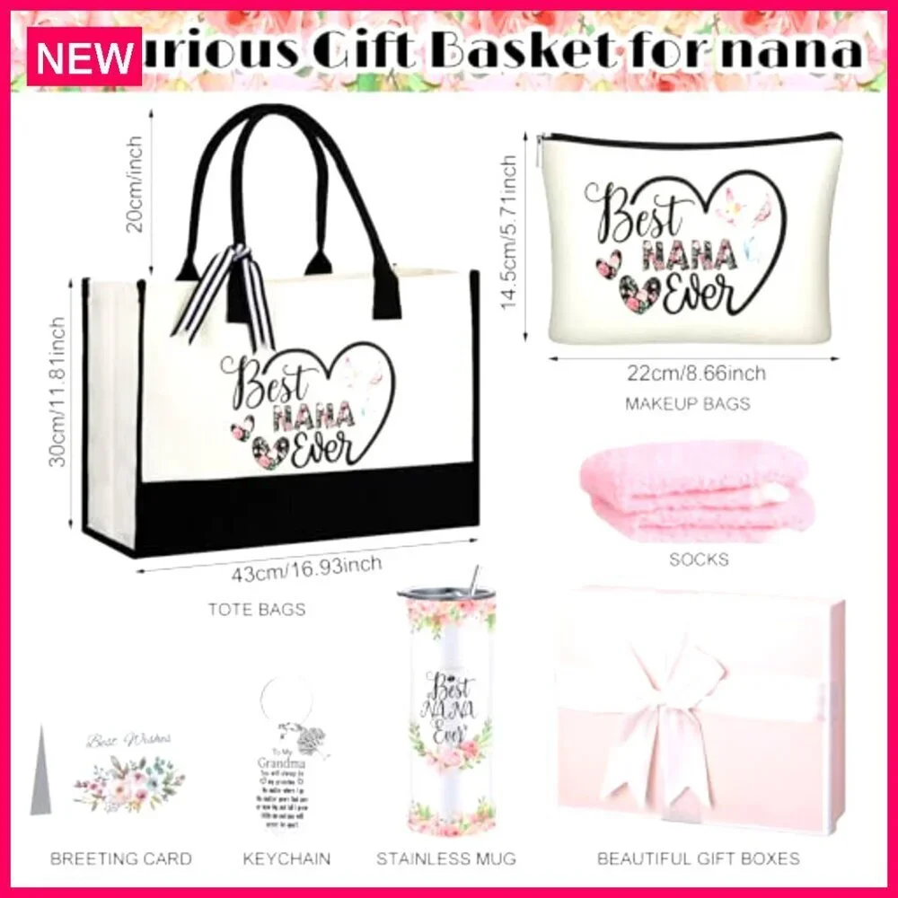 Gift Set with Tote Bag, Makeup Bag, Stainless Steel Tumbler, Socks, Keychain